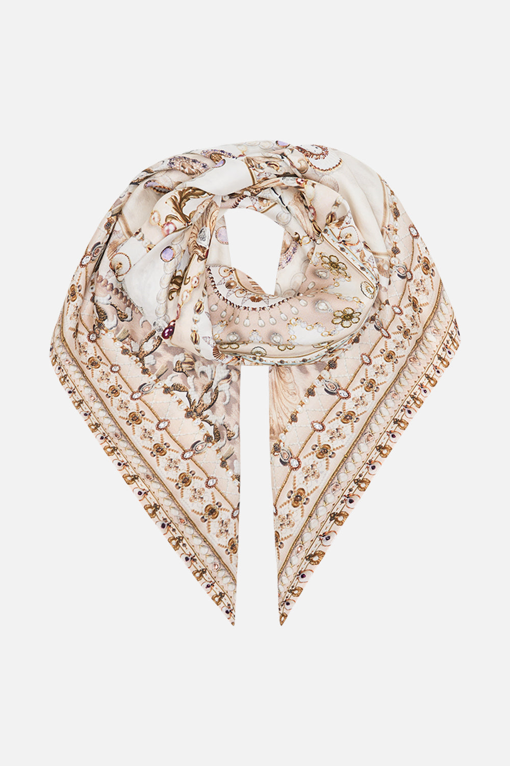 CAMILLA Floral Large Square Scarf in Grotto Goddess