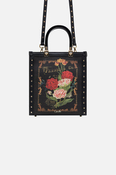CAMILLA floral north south tote with smooth handle in Magic in the Manuscripts