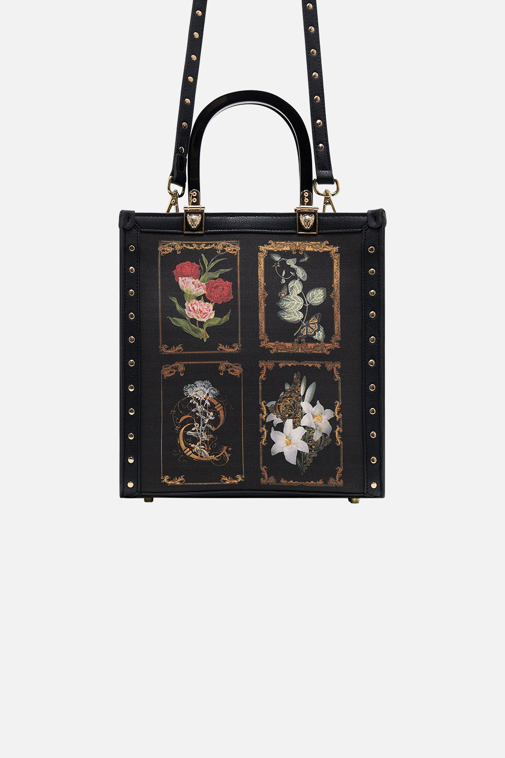 CAMILLA floral north south tote with smooth handle in Magic in the Manuscripts