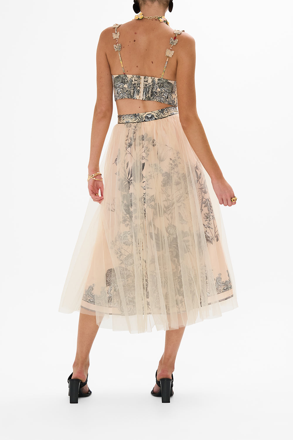 CAMILLA multi Midi Tulle Skirt in Etched into Eternity