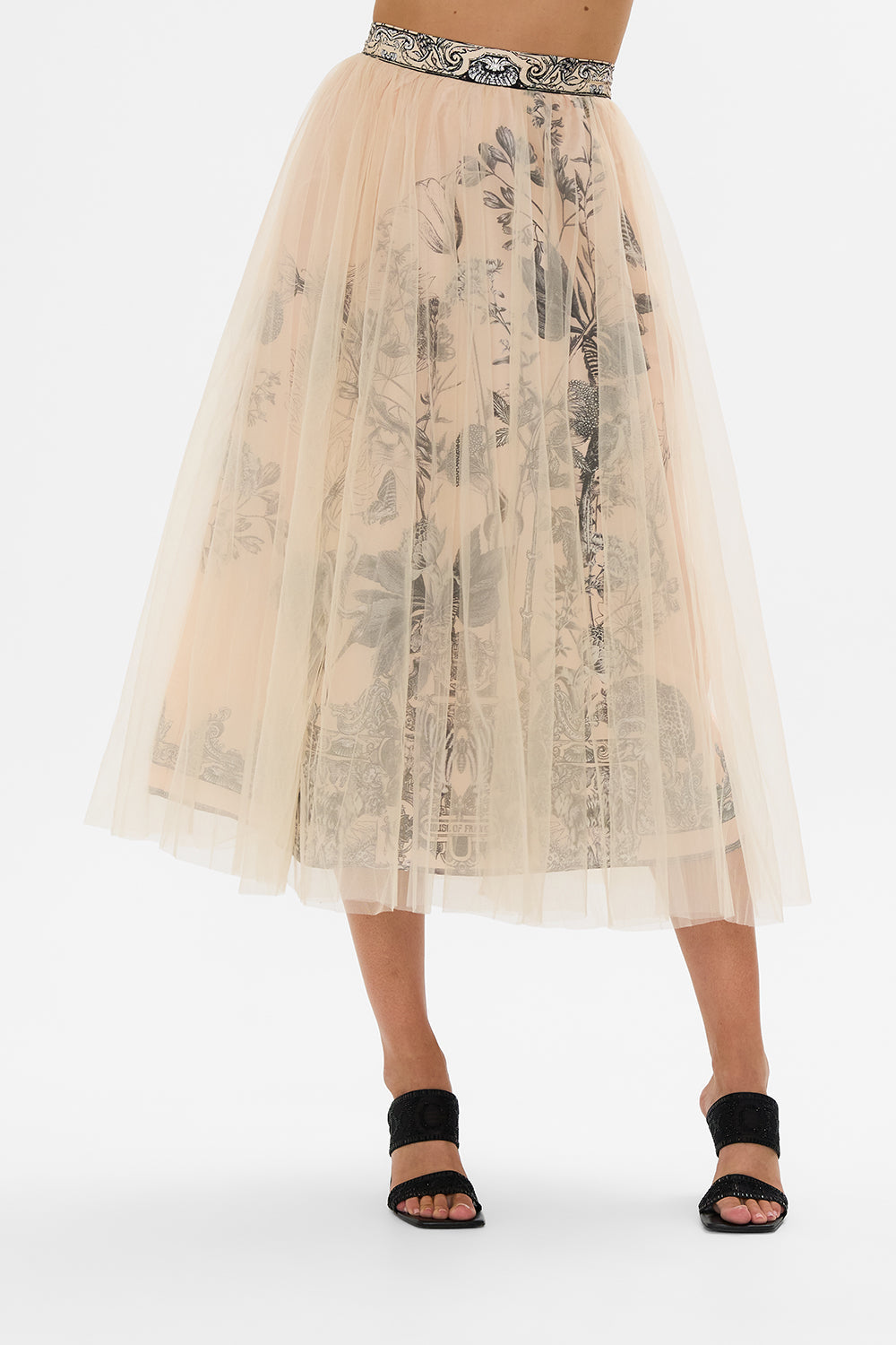 CAMILLA multi Midi Tulle Skirt in Etched into Eternity