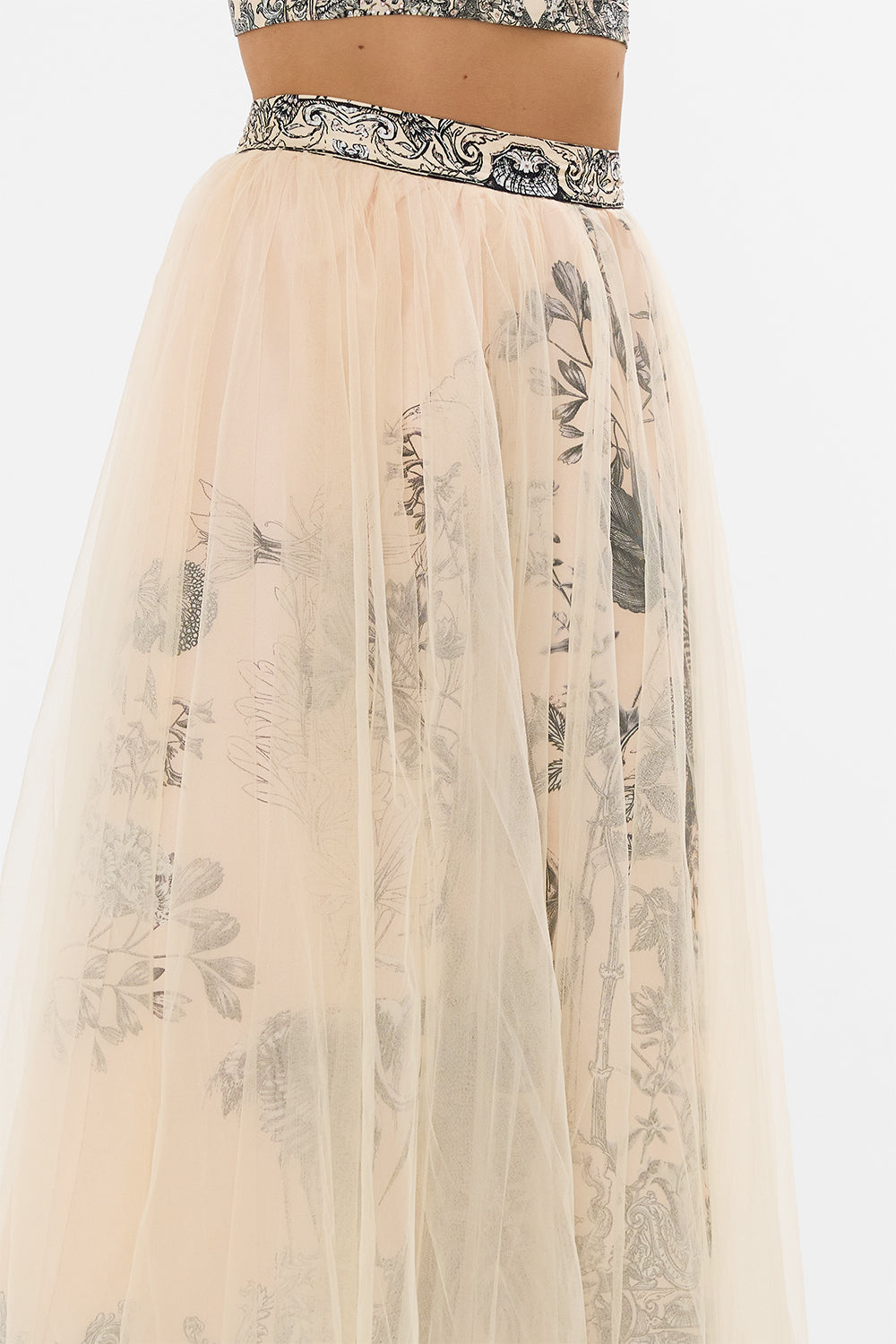 CAMILLA multi Midi Tulle Skirt in Etched into Eternity