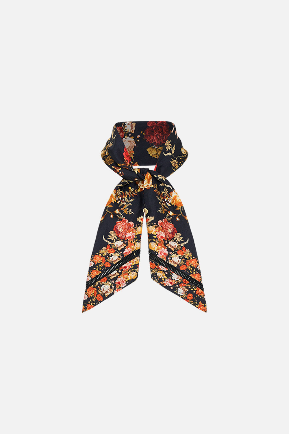 CAMILLA floral skinny neck scarf in Stitched in Time