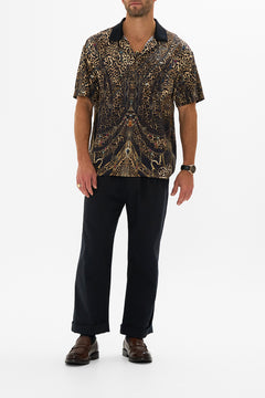 Hotel Franks by CAMILLA leopard relaxed fit woven polo shirt in Amsterglam