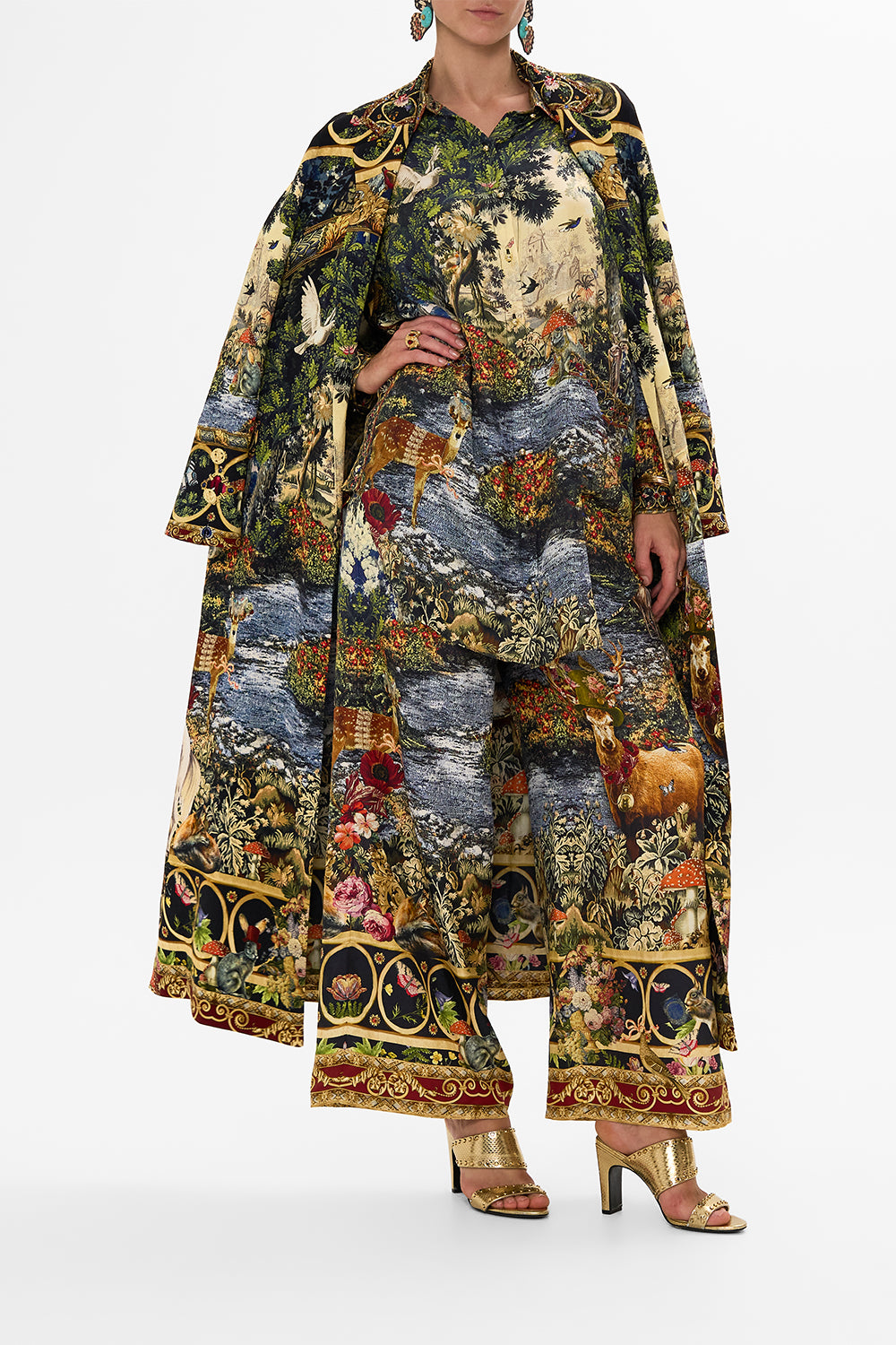 CAMILLA Floral Shirt Tunic with Pockets in Tapestry Totems