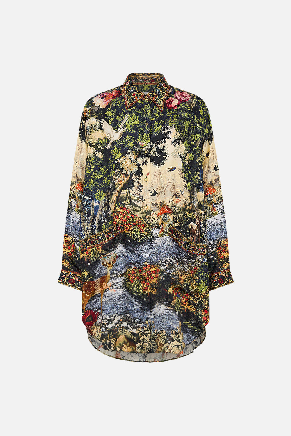 CAMILLA Floral Shirt Tunic with Pockets in Tapestry Totems