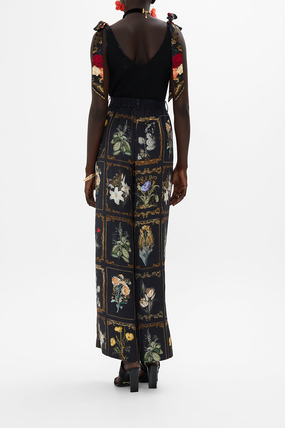 CAMILLA Black Wide Leg Waisted Pant in Magic in the Manuscripts