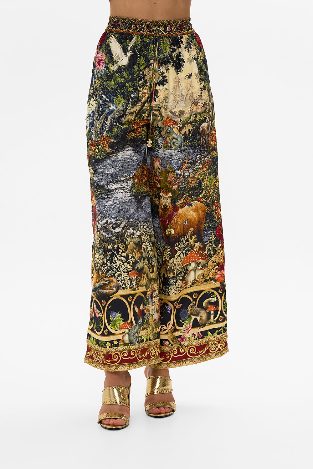 CAMILLA Black Straight Leg Pant in Tapestry Totems