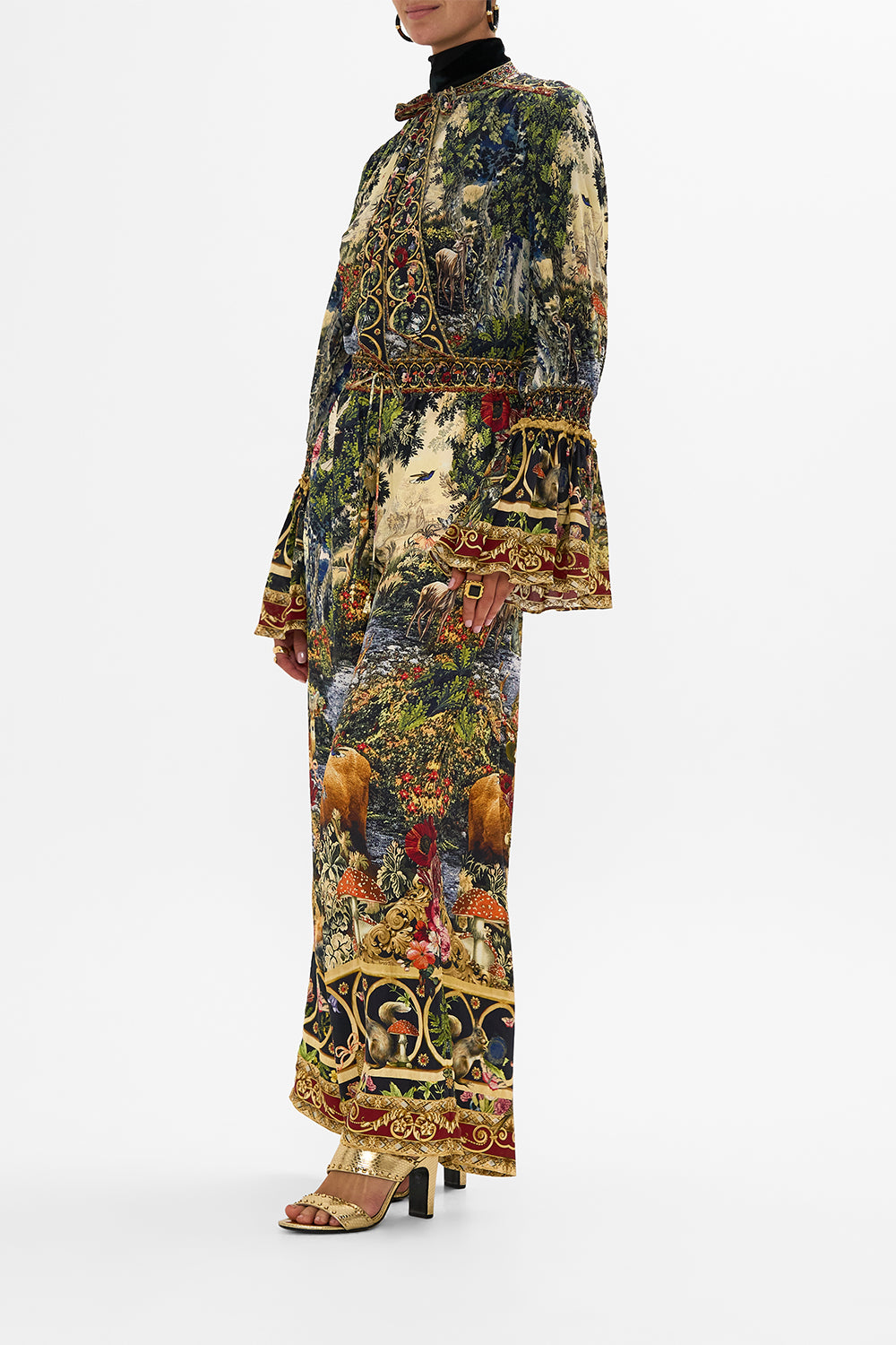 CAMILLA Black Straight Leg Pant in Tapestry Totems