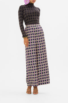 CAMILLA silk trousers in Film Diva print