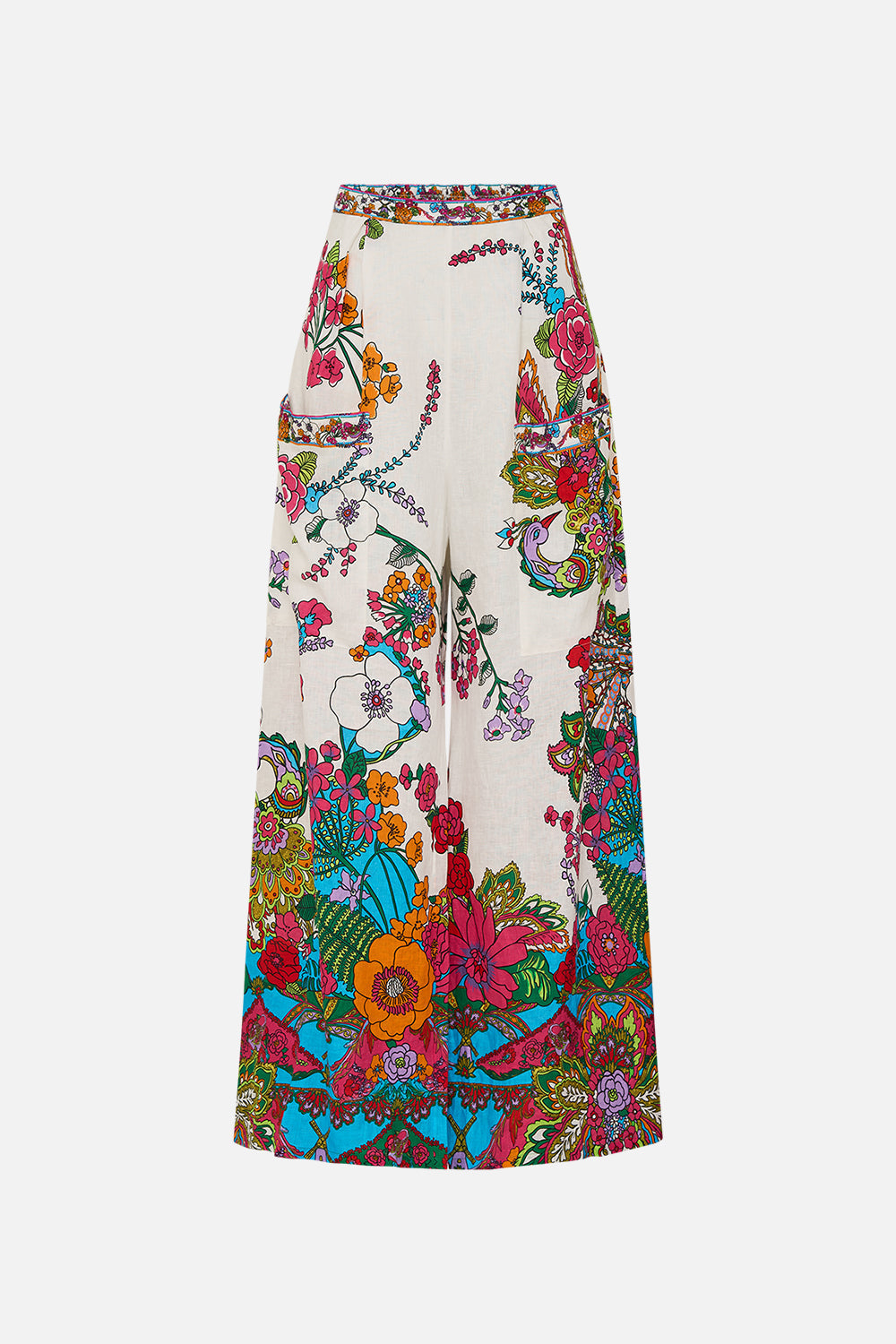 CAMILLA retro floral wide leg trouser with front pockets in Cosmic Prairie print.