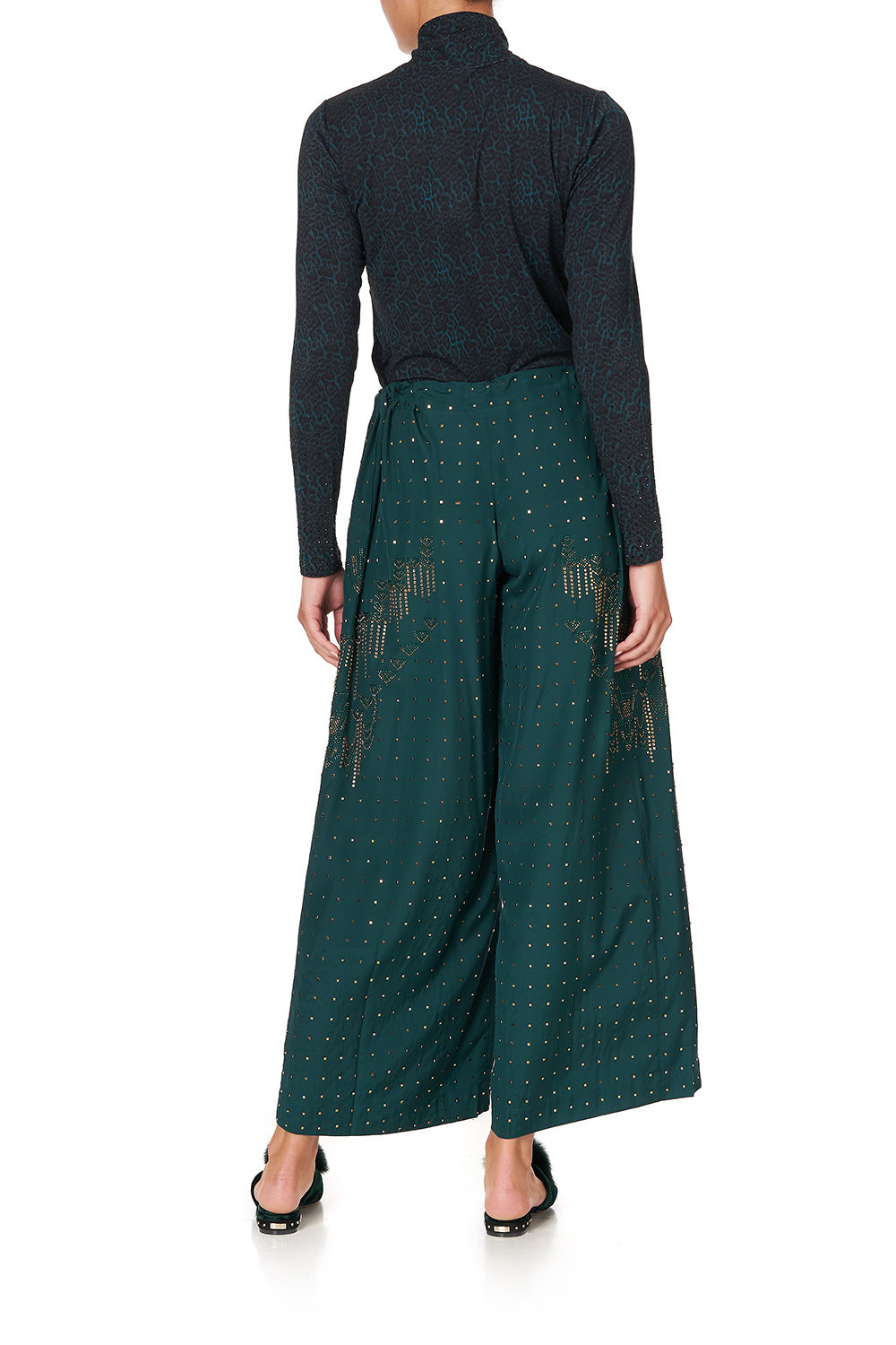 LOUNGE TROUSER WITH TIE WAIST LUXE EMERALD