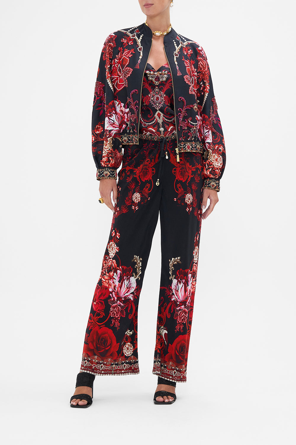 Blouson Sleeve Bomber Sisterhood Of The Rose print by CAMILLA